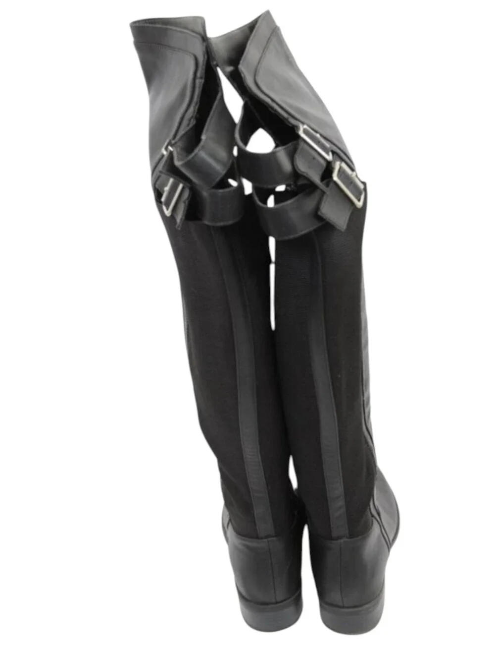 Torrid Black Over The Knee Boots  Adjustable double Buckles Sz 6.5W